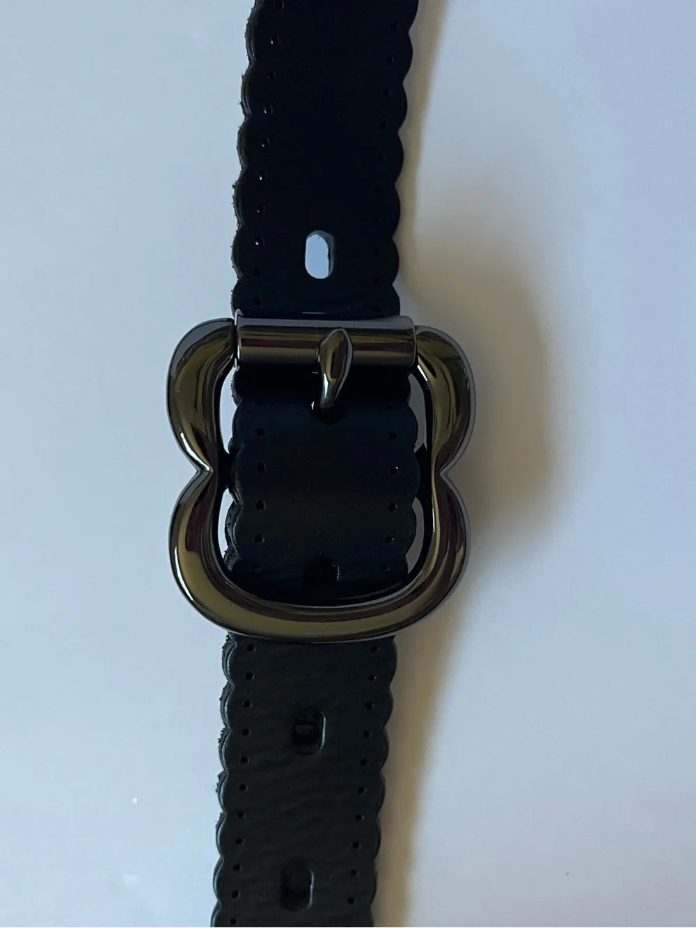 Fossil Black Scalloped Edge Leather Belt Medium Women’s